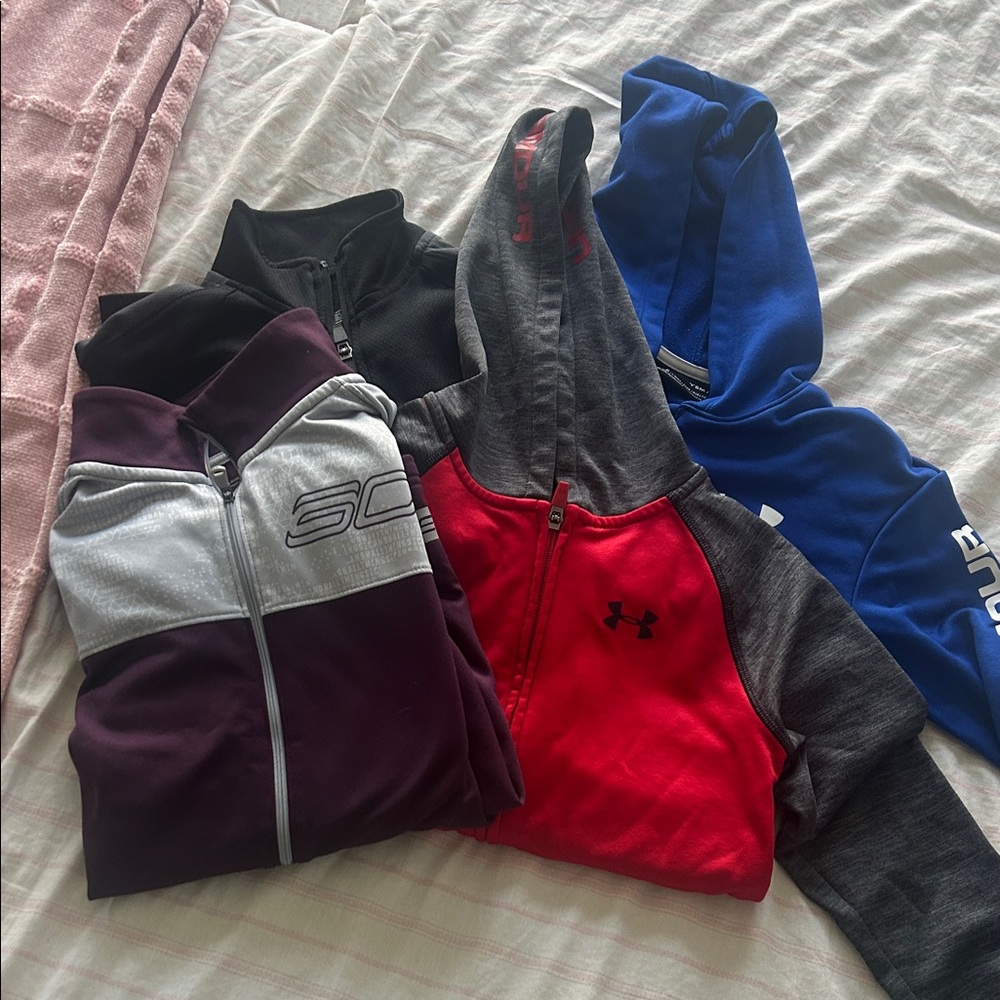 Assorted Kids Athletic Zip Hoodies - Red, Blue, Maroon, Black